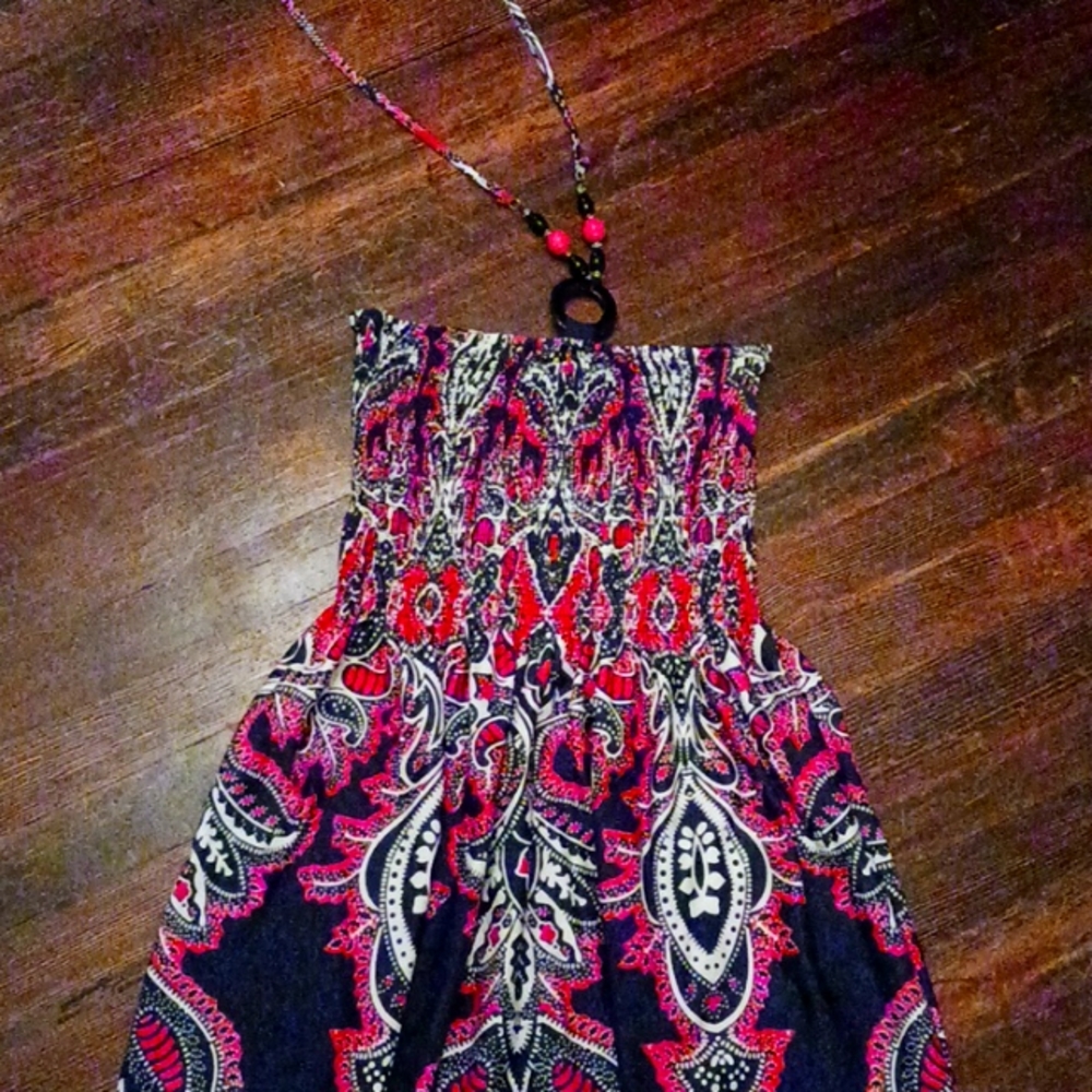 Summer strapless maxi length dress